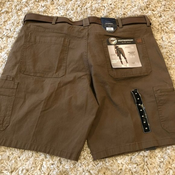 Weatherproof Belted Utility Short Stretch 40W Brown Hiking Camping Gorpcore NWT - Picture 3 of 5